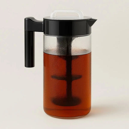 Glass Pitcher with Lid, Cold Brew Coffee Maker 44 oz, Cold Brew Tea Pitcher, Glass Coffee Carafe for Summer Drinks