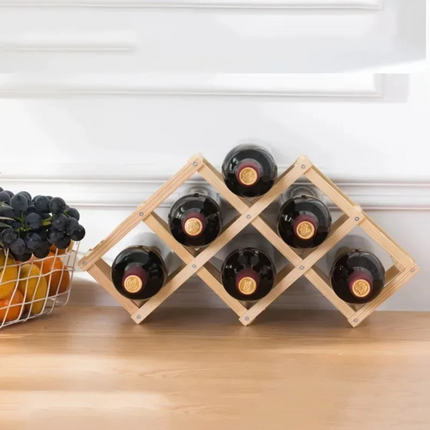 NestFold | Wooden Bottle Rack with Foldable Design | Space-Saving Storage for Home and Bar 0