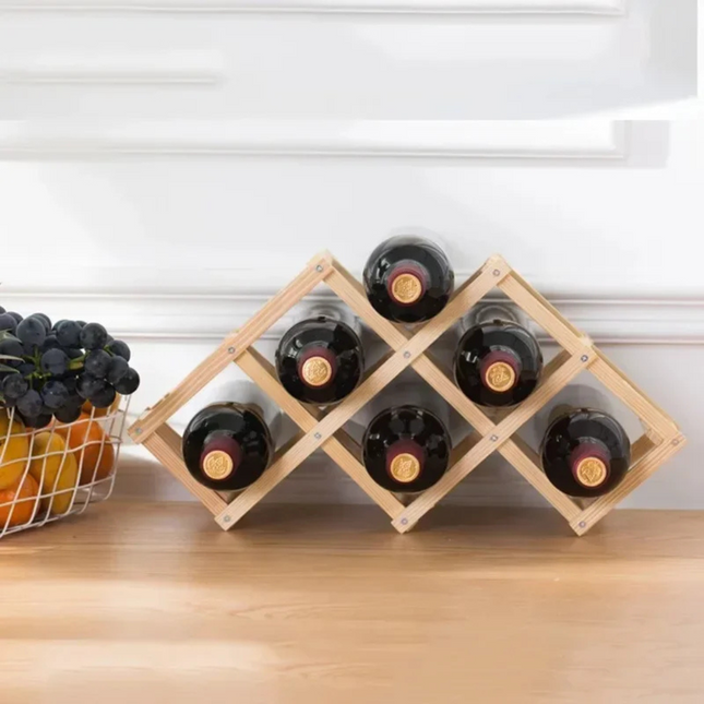 NestFold | Wooden Bottle Rack with Foldable Design | Space-Saving Storage for Home and Bar 0