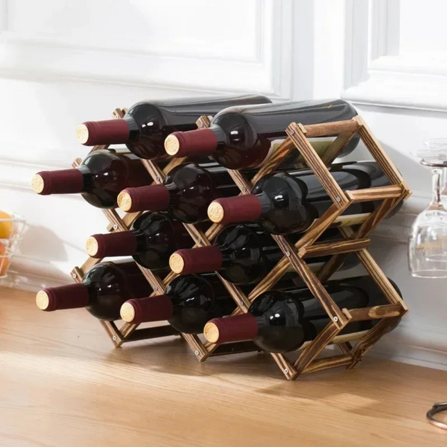 NestFold | Wooden Bottle Rack with Foldable Design | Space-Saving Storage for Home and Bar 1