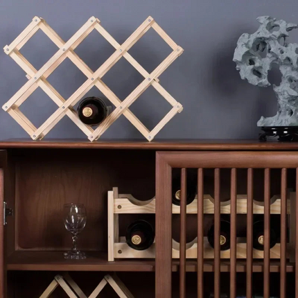 NestFold | Wooden Bottle Rack with Foldable Design | Space-Saving Storage for Home and Bar 2