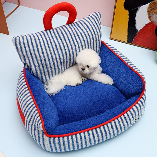 Dog Beds, Dog Couch Bed with Raised Sides, Warm Plush Pet Bed for Winter, Soft Dog Sofa Nest_01
