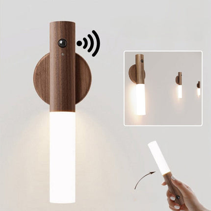 USB Magnetic Wood Night Light with Motion Sensor | Energy-Saving Design for Cozy Home Illumination