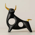 Bull Sculpture Black and Gold, Abstract Sculpture for Coffee Table Decor, Bull Statue for Mantel Decor, Animal Figurine