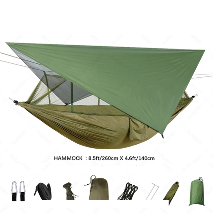 Nomaterra Hammock | Ultralight Outdoor Hammock with Mosquito Net & Tarp | Weatherproof Design for Camping and Trekking 3