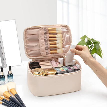 Nora Luxe | Makeup Organizer Bag with Adjustable Dividers | Travel-Friendly Design for On-the-Go Beauty 7
