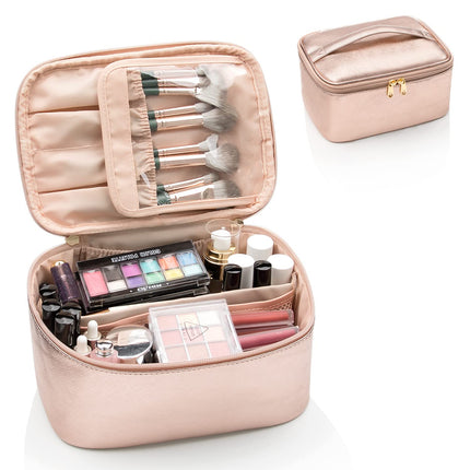 Nora Luxe | Makeup Organizer Bag with Adjustable Dividers | Travel-Friendly Design for On-the-Go Beauty 9