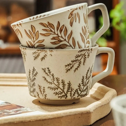 Coffee Mugs Hand Painted, Porcelain Mug with Botanical Design
