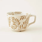 Coffee Mugs Hand Painted, Porcelain Mug with Botanical Design, Ceramic Coffee Cup 11 oz, Floral Tea Mug