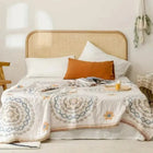 Nordic Boho | Lightweight Cotton Gauze Throw Blanket with Fringe | Breathable Design for Summer Comfort 0