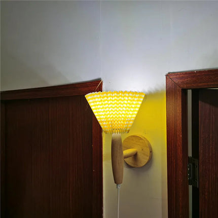 Nordic Elegance | Wooden Wall Sconce with Pleated Shade for Cozy Ambiance 7