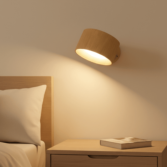 Nordic Glow | Circular LED Wall Lamp with Natural Wood Finish | Versatile Lighting for Modern Spaces 0