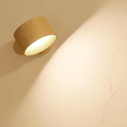 Nordic Glow | Circular LED Wall Lamp with Natural Wood Finish | Versatile Lighting for Modern Spaces 3
