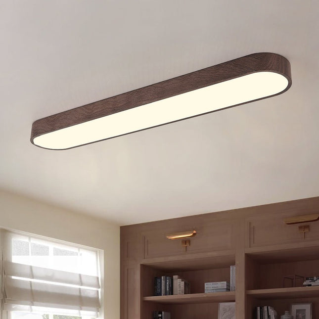 Nordic Glow | Flush Mount Ceiling Light with Wood Accent | Elegant Oval Design for Cozy Ambient Lighting 1