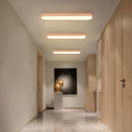Nordic Glow | Flush Mount Ceiling Light with Wood Accent | Elegant Oval Design for Cozy Ambient Lighting 2