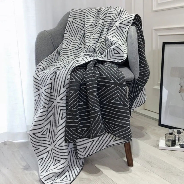 Nordic Geometric Knit Throw Blanket for Couch