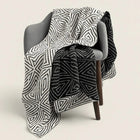 Throw Blanket Knitted, Nordic Geometric Knit Throw Blanket for Couch, Soft Acrylic Knitted Blanket for Bed and Sofa