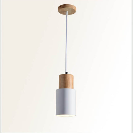 Nordic Macaron | Cylinder Pendant Light with Adjustable Height | Modern Wood & Metal Design for Minimalist Interiors 0