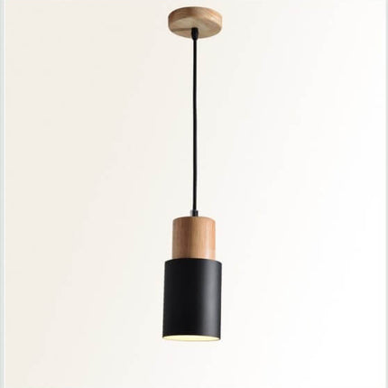 Nordic Macaron | Cylinder Pendant Light with Adjustable Height | Modern Wood & Metal Design for Minimalist Interiors 11