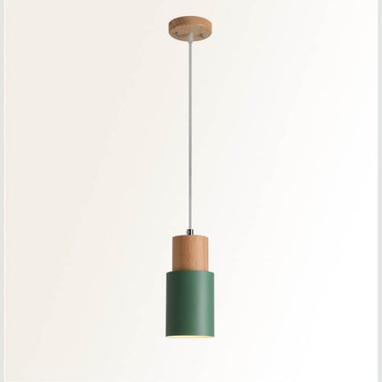 Nordic Macaron | Cylinder Pendant Light with Adjustable Height | Modern Wood & Metal Design for Minimalist Interiors 12