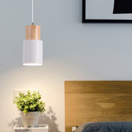 Nordic Macaron | Cylinder Pendant Light with Adjustable Height | Modern Wood & Metal Design for Minimalist Interiors 6