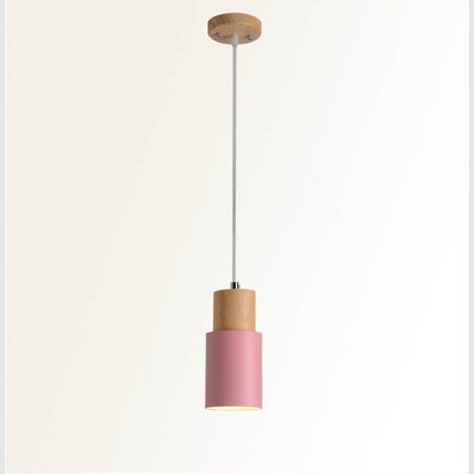 Nordic Macaron | Cylinder Pendant Light with Adjustable Height | Modern Wood & Metal Design for Minimalist Interiors 9