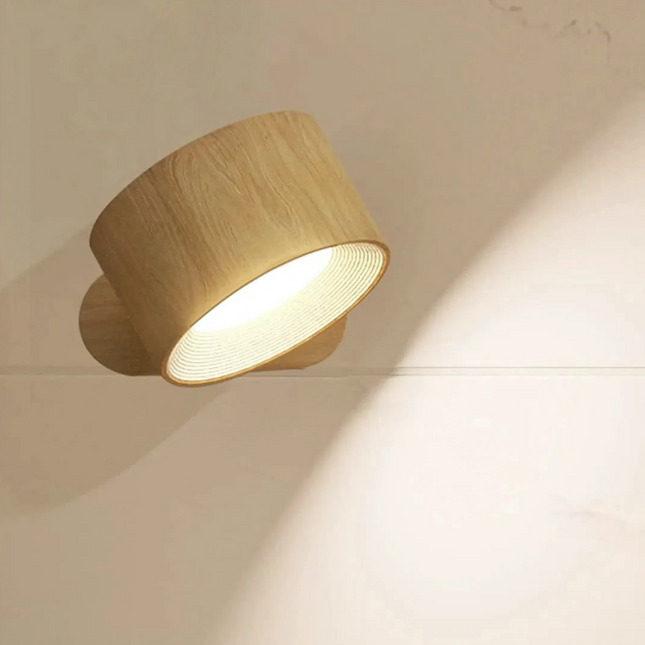 Nordic Minimalist | Wood Cone Wall Sconce with 360° Rotation | Cordless Design for Versatile Lighting 0