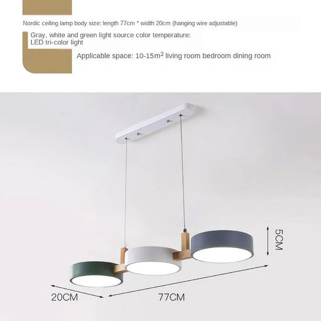 Nordic Multi-Light Flush Ceiling Light with Iron & Wood Accents | Modern Design for Warm Illumination 1