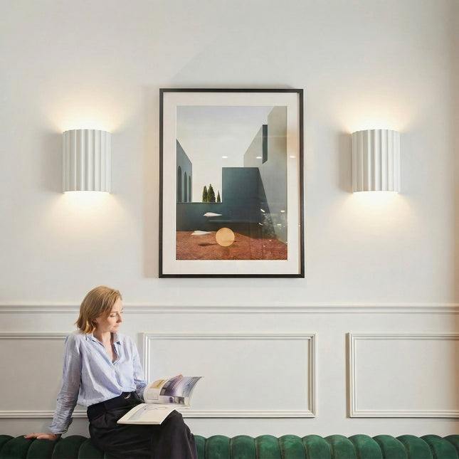 Nordic Pleated Resin Wall Sconce | Modern Ribbed LED Lamp for Soft Ambience 0