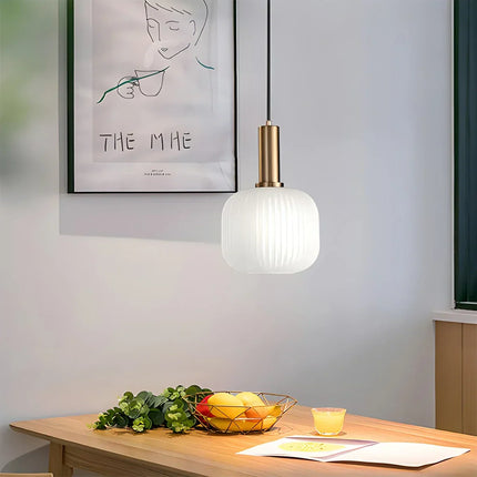 Ceiling Light Fixture, Vintage Glass Hanging Light with Striped Shade for Dining Table – image 97