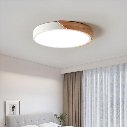 Nordic Wood Flush Mount Ceiling Light with Warm Glow | Elegant LED Design for Cozy Ambiance 2