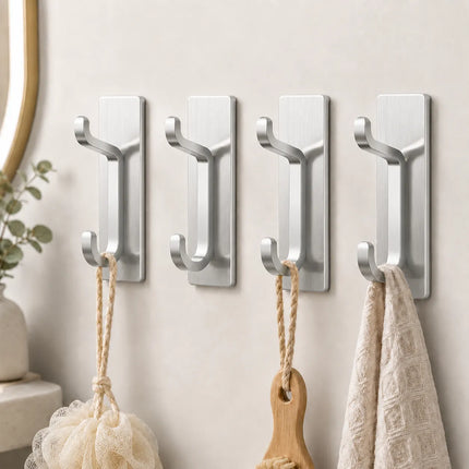 Adhesive Wall Hooks for Hanging Towels, Heavy Duty Metal Hooks No Drill – image 9