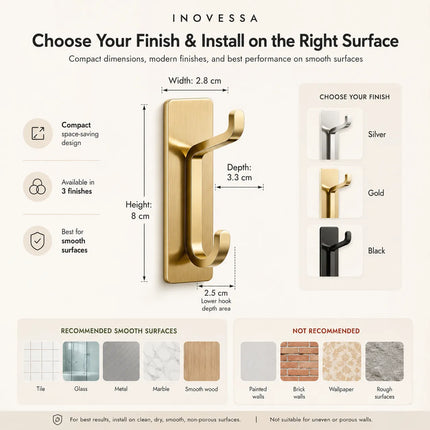 Adhesive Wall Hooks for Hanging Towels, Heavy Duty Metal Hooks No Drill – image 7