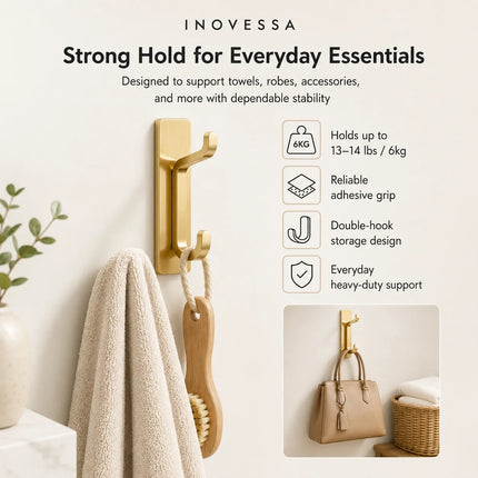 Adhesive Wall Hooks for Hanging Towels, Stainless Steel Bathroom Towel Hooks – image 4