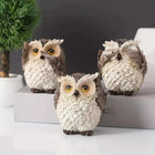 Owl Figurines Set of 3, Rustic Owl Statues for Mantel Decor, Bookshelf Decor, Table Decor and Desk Accents