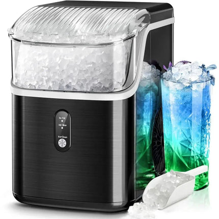 Nugget Ice Maker | Portable Countertop Ice Machine with Self-Cleaning Function | Compact Design for Quick Ice Production 0