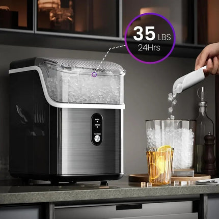 Nugget Ice Maker | Portable Countertop Ice Machine with Self-Cleaning Function | Compact Design for Quick Ice Production 1