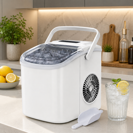 Nugget Ice Maker | Portable Countertop Ice Machine with Self-Cleaning Function | Efficient Ice Production for Home and Office 0