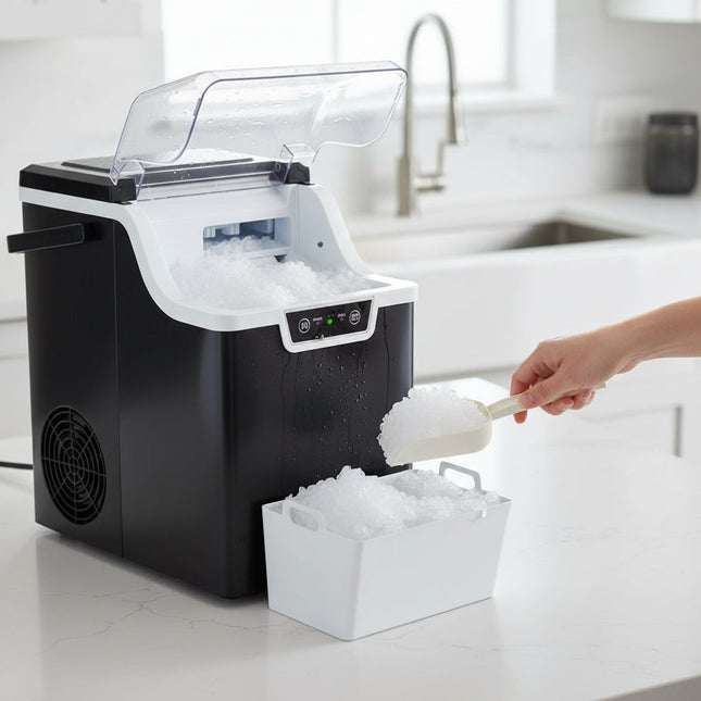Nugget Ice Maker | Portable Countertop Ice Maker with Self-Cleaning Function | Fast Ice Production for Home and Office 0