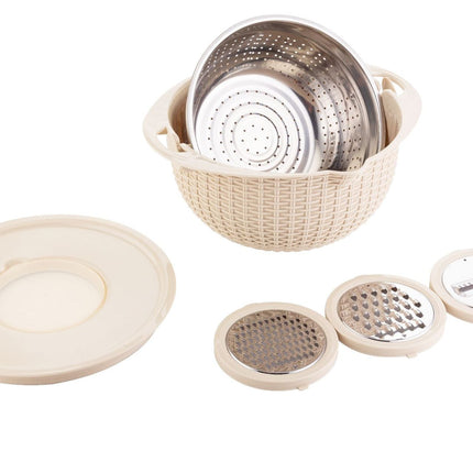 4-in-1 Multifunctional Colander Set with Rotatable Design | Three Interchangeable Blades for Easy Food Preparation