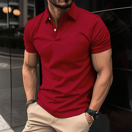 Summer Men's Short Sleeve Polo Shirt with Solid Color Design | Lightweight Comfort for Casual Occasions