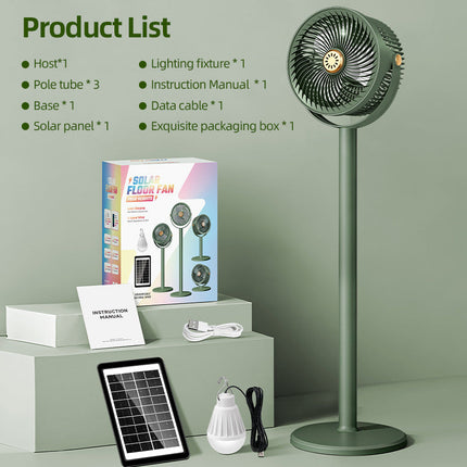 Outdoor Fan, Solar Powered Fan with Light and Power Bank – image 4