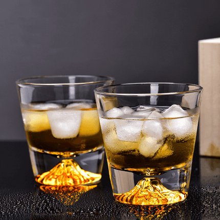 Japanese Whisky Glass Set in Wooden Box, Edo Kiriko Rocks Glass with Mount Fuji Design – image 13
