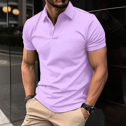 Summer Men's Short Sleeve Polo Shirt with Solid Color Design | Lightweight Comfort for Casual Occasions