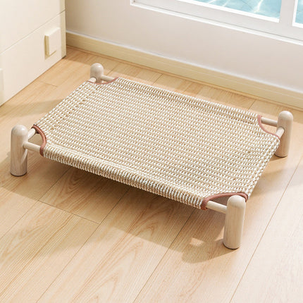 Elevated Dog Bed, Cooling Dog Bed with Wooden Frame and Breathable Woven Cover for Small and Medium Dogs – image 7