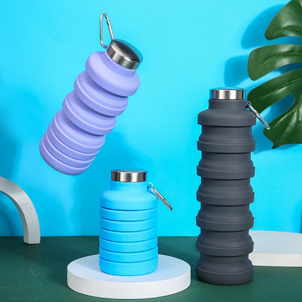 Collapsible Water Bottle for Women, Silicone Reusable Water Bottle, Leak Proof BPA Free Water Bottle for Travel