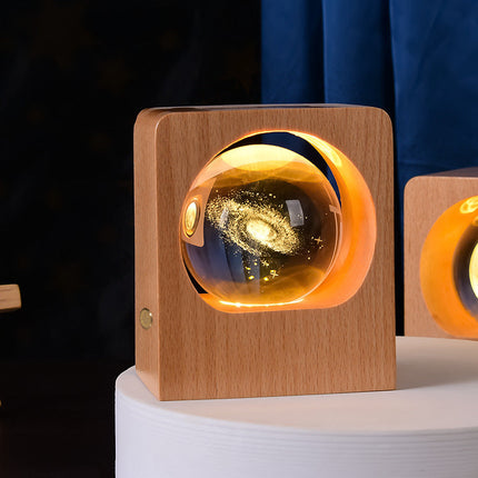 High-Transparency Beech Crystal Ball Night Light with Stepless Dimming | Elegant USB-Powered Decor for Cozy Bedrooms
