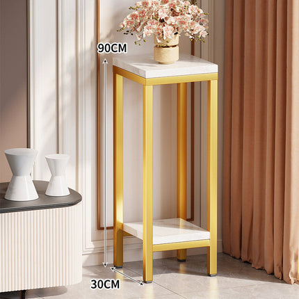 Plant Stand Indoor, Tall Narrow Side Table with Marble-Effect Top and Shelf – image 26