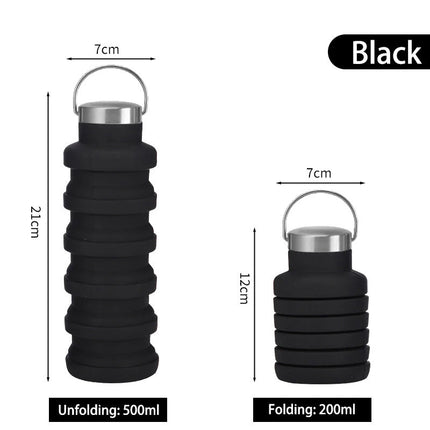 Reusable Water Bottles BPA Free, Foldable Silicone Water Bottle with Carabiner for Travel – image 18