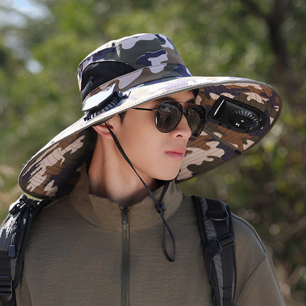 Sun Hat with Fan, Wide Brim Sun Hat with Single or Dual Fan – image 4